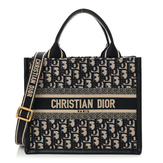 CHRISTIAN DIOR Oblique Calfskin Small Book Tote With Strap