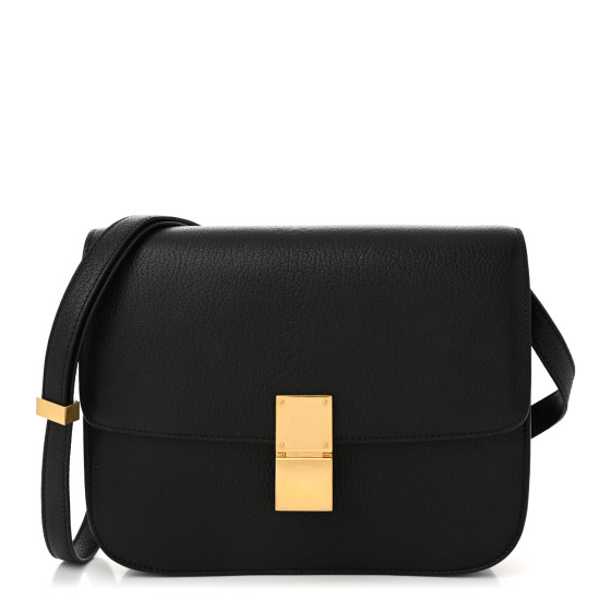 VINTAGE●CELINE●ミディアムクラシック バッグ ブラック CELINE Goatskin Medium Classic Box Flap Bag Black 1668436