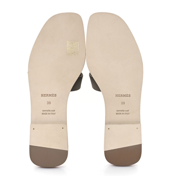 HERMES Epsom Oran Sandals 39 Etoupe 1661824 | FASHIONPHILE