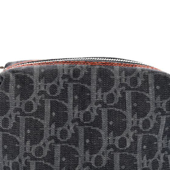 CHRISTIAN DIOR Denim Monogram Flight Trotter Cosmetic Pouch