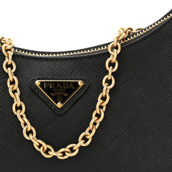 PRADA Saffiano Lux Re-Edition 2005 Shoulder Bag Black