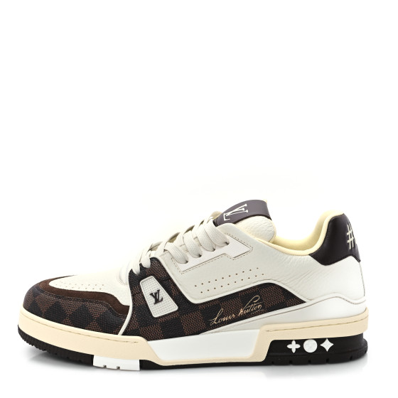 LV t rainer LOUIS VUITTON Grained Calfskin Damier Ebene Mens LV Trainer