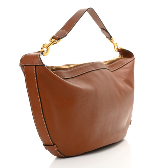 CELINE Supple Calfskin Medium Strap Leandre Shoulder Bag Brown