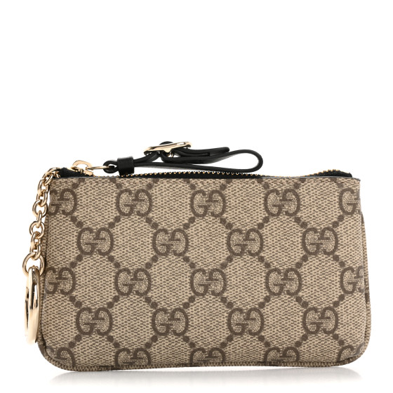 GUCCI GG Supreme Monogram Selleria Key Case Beige Black