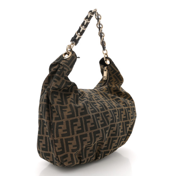 FENDI Zucca Patent Mia Hobo Tobacco 1665163 | FASHIONPHILE