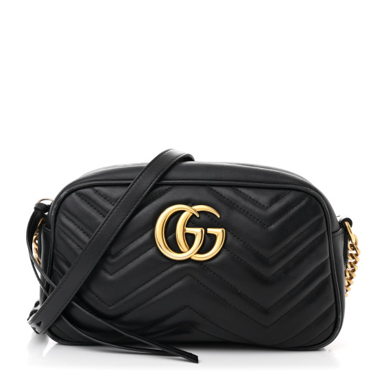 GUCCI Calfskin Matelasse Small GG Marmont Chain Shoulder Bag