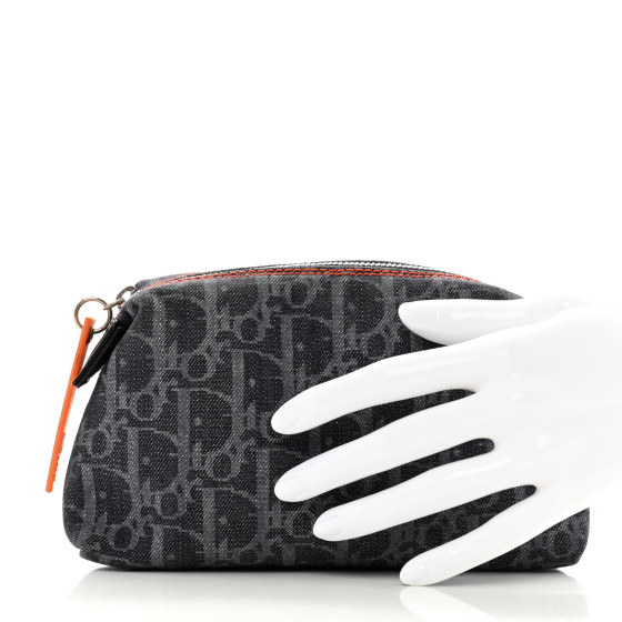 クリスチャンディオール FLIGHT トロッター柄 デニム ヴィンテージ ポーチ CHRISTIAN DIOR Denim Monogram Flight Trotter Cosmetic Pouch