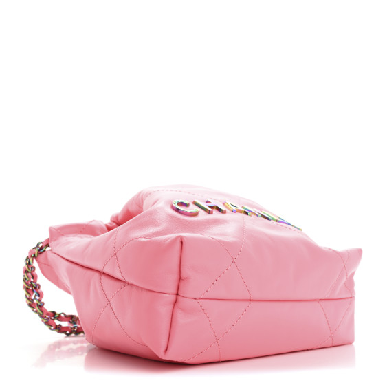 ★レインボーメタルチェーン★【CHANEL】CHANEL22 ミニ Chanel 22 mini handbag, Shiny calfskin & rainbow metal