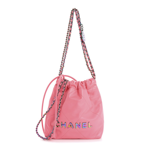 ★レインボーメタルチェーン★【CHANEL】CHANEL22 ミニ Chanel 22 mini handbag, Shiny calfskin & rainbow metal