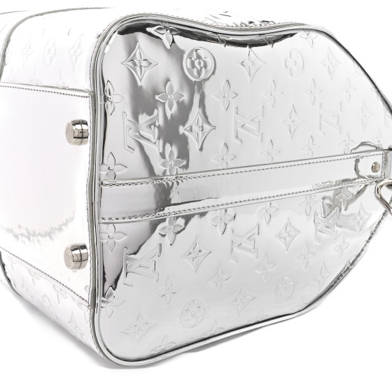 LOUIS VUITTON Monogram Mirror Keepall Bandouliere 45 Silver