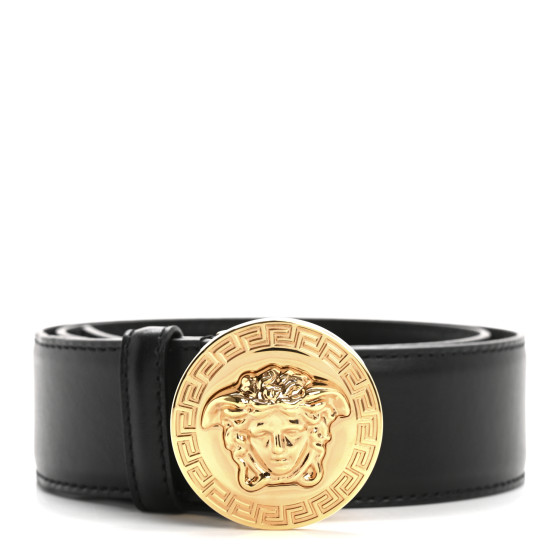 VERSACE Calfskin Palazzo Medusa Belt 75 30 Black 1666158