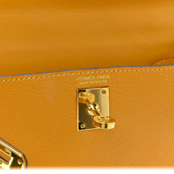 HERMES Chevre Mysore Mini Kelly Sellier 20 Jaune D'or