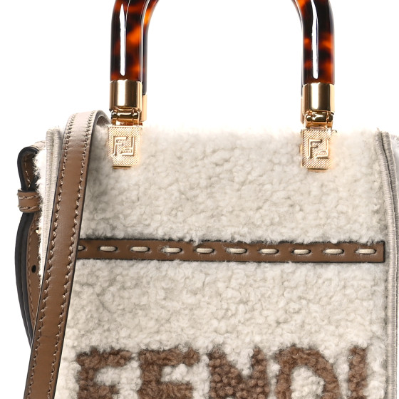 ☆FENDI☆ Mini SUNSHINE Shopper 2wayバッグ BROWN×WHITE♪ Fendi Sunshine Shopper Mini Brown Top Handle Bag in Calfskin