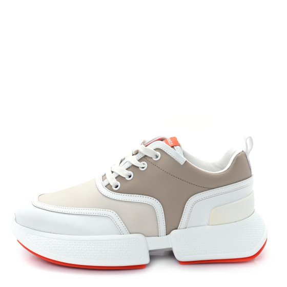 HERMES Calfskin Womens Giga Sneakers 38 Multicolor White