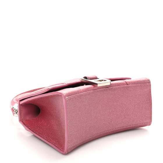 BALENCIAGA Glitter Fabric Hourglass Top Handle Bag XS Sweet