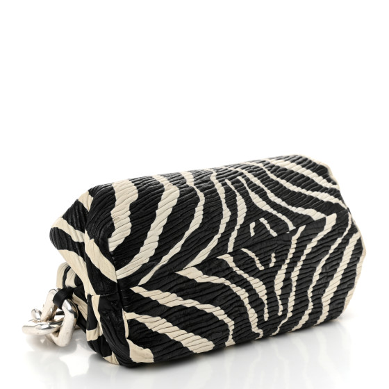 BOTTEGA VENETA Nappa Zebra Print The Pouch Chain White Black
