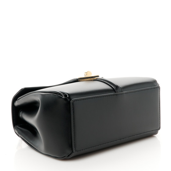 CELINE Satinated Calfskin Mini 16 Top Handle Bag Black