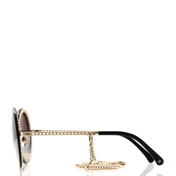 CHANEL Round Chain Sunglasses 4245 Gold 1626171 | FASHIONPHILE
