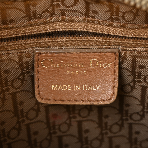 CHRISTIAN DIOR Patent Cannage Stitched Medium Lady Dior Dark