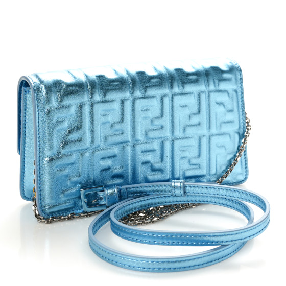 FENDI Metallic Nappa Matisse FF Embossed Wallet On Chain