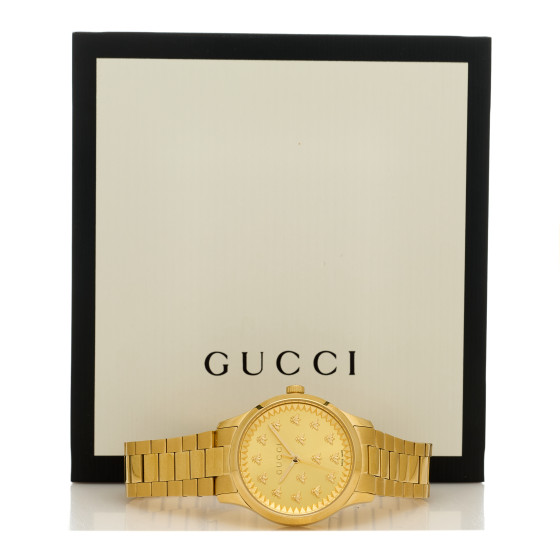GUCCI Stainless Steel 32mm G-Timeless Bee Quartz Watch Gold