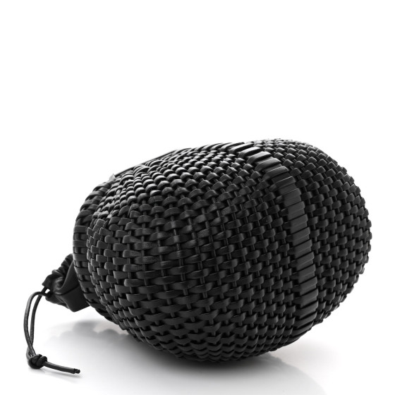 ■ ＊花＊ BLACK BASKET BAG MINI LOEWE Calfskin Woven Mini Diamond Basket Bag Black 1556813