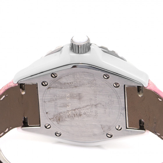 CHANEL Stainless Steel Alligator Pink Sapphire 33mm J12