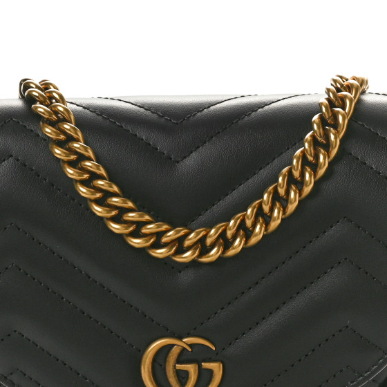 GUCCI Calfskin Matelasse Mini GG Marmont Chain Half Moon