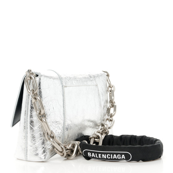BALENCIAGA Metallic Calfskin Downtown Chain Shoulder Bag XS