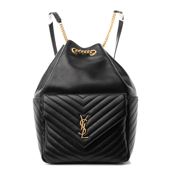 SAINT LAURENT Lambskin Matelasse Monogram Joe Backpack Black