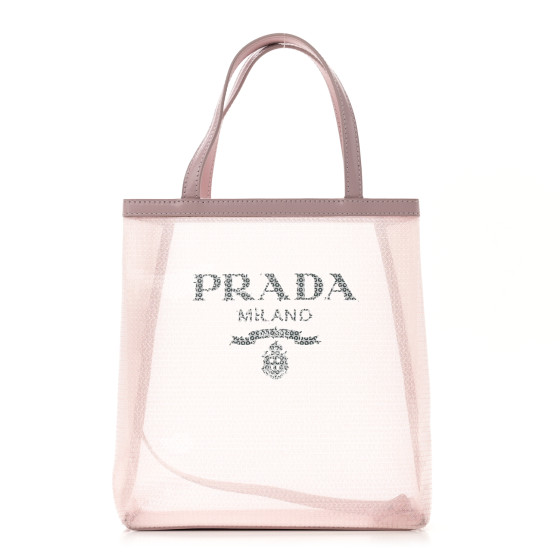 【PRADA】SMALL SEQUINED MESH TOTE BAG PRADA Sequin Mesh Small Tote Bag Pink 1590644 | FASHIONPHILE