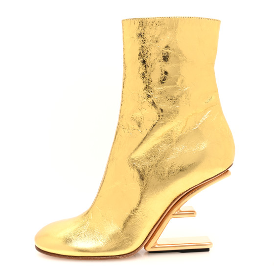 FENDI Laminated Craquele Nappa Fendi First 95mm Booties 38
