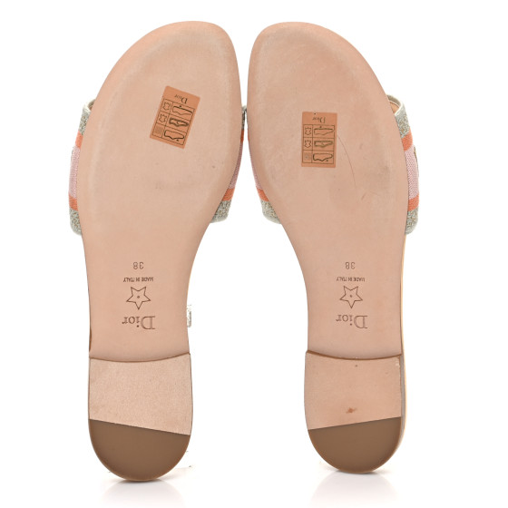 クリスチャンディオール CHRISTIAN DIOR Canvas Lurex Embroidered Dway Flat Slide