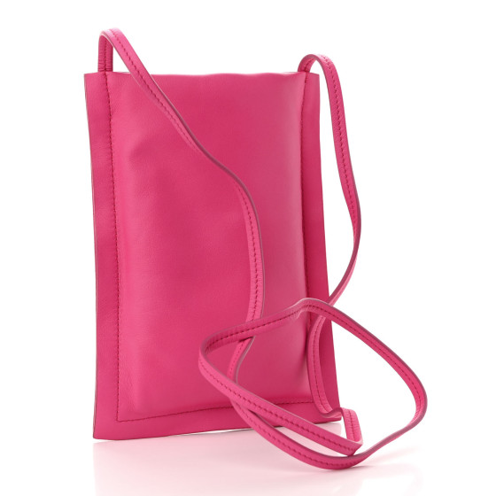 SALVATORE FERRAGAMO Calfskin Viva Bow Phone Pouch Hot Pink