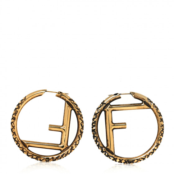 FENDI Metal FF Hoop Earrings Gold 1069930 | FASHIONPHILE