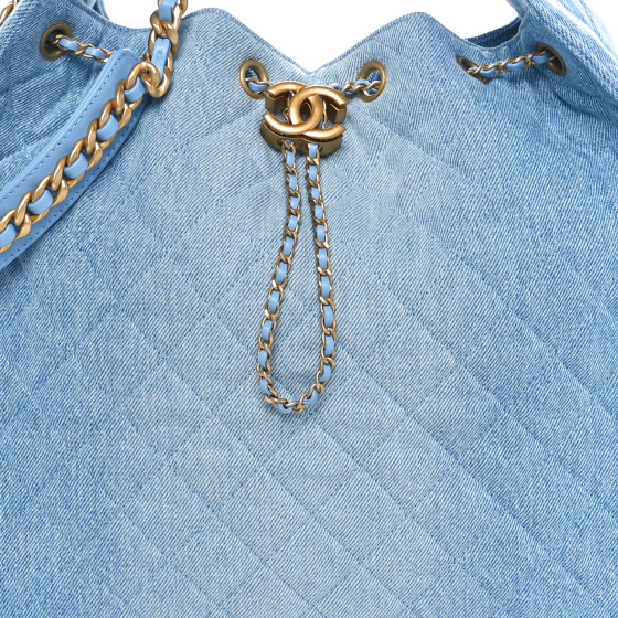 CHANEL Washed Denim Quilted Medium Chanel 25 Handbag Blue