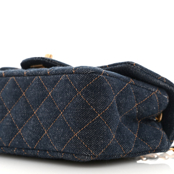 【CHANEL】Quilted Mini Rectangular denim Caviar★ショルダー CHANEL Denim Quilted Mini Rectangular Flap Dark Blue 1636478