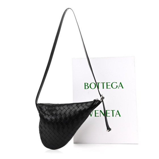 BOTTEGA VENETA Calfskin Intrecciato Small Virgule Black