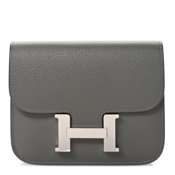 HERMES Evercolor Constance Slim Wallet Gris Meyer 1620146