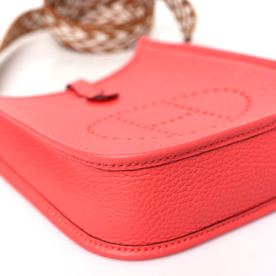 HERMES Taurillon Clemence Zigzag Sangle Evelyne TPM Rose