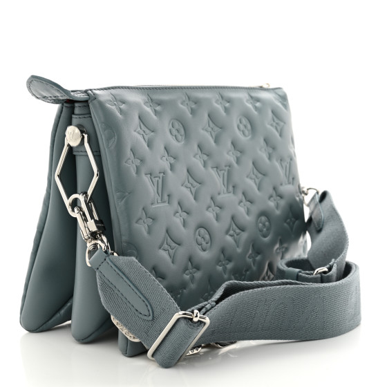 残少! Louis Vuitton ルイヴィトン COUSSIN PM BLEU GLACIER Louis Vuitton Coussin PM Monogram Embossed Blue Glacier in