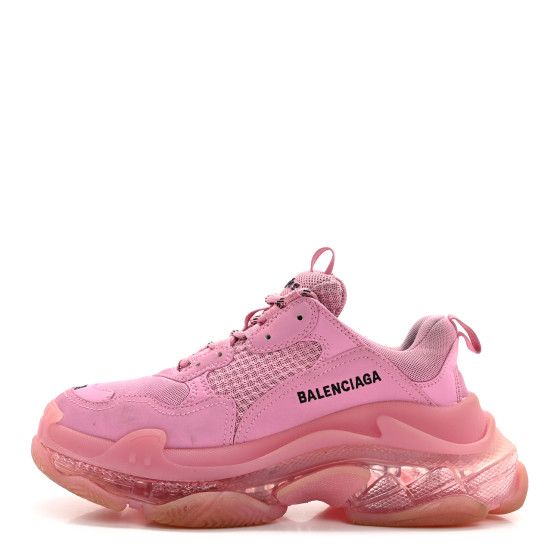 BALENCIAGA SS パンプス ピンク系 Made In Italy BALENCIAGA Fabric Mesh Clear Sole Womens Triple S Sneakers