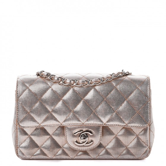 CHANEL Metallic Calfskin Quilted Pixel Effect Mini Rectangular