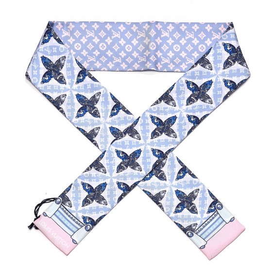 ◇ ルイヴィトン　バンドー　魚座　鯉　レア　新品　LOUISVUITTON LOUIS VUITTON Silk Monogram Koi Fish Animalle Bandeau Blue