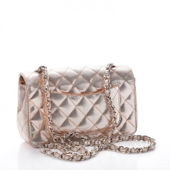 CHANEL Metallic Calfskin Quilted Pixel Effect Mini