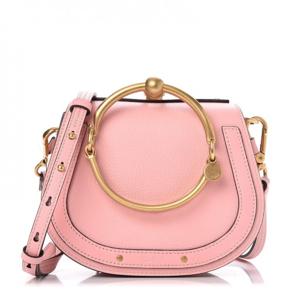 【関税&送料込】Chloe Antiqued Pink Leather Bracelet Handbag CHLOE Calfskin Suede Small Nile Bracelet Bag Washed Pink