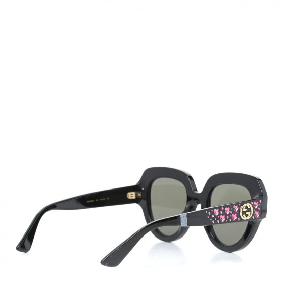 小物 GUCCI sunglasses line stone Heart BLACK GUCCI Crystal Heart Sunglasses GG0308S Black 850956