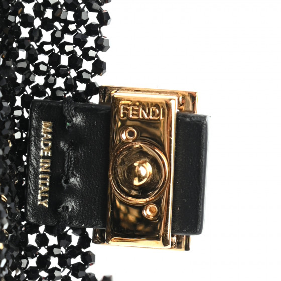 ピニンファリーナ　バッグ　イタリア製 FENDI Crystal Vitello King Beaded Mini Pico Baguette Charm