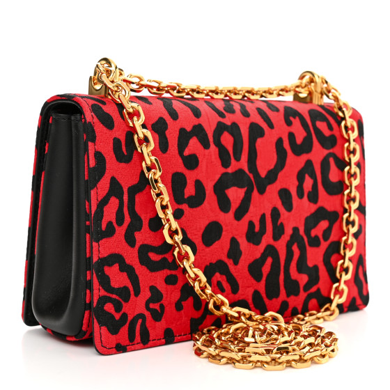 DOLCE GABBANA Brocade Fabric Leopard Print DG Girls Bag
