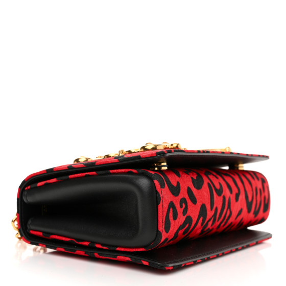 DOLCE GABBANA Brocade Fabric Leopard Print DG Girls Bag
